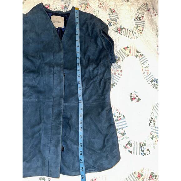 VINTAGE 80's TRUSSARDI DENIM BLUE SUEDE TOP 42 - Picture 8 of 11